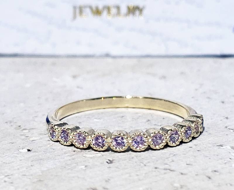 Rosenquarz Ring - Oktober Geburtsstein Kleiner Stapel Edelstein Gold Zarter Halb Eternity Rosenquarz Ring - Oktober Geburtsstein Kleiner Stapel Edelstein Gold Zarter Halb Eternity von HolyLandJewelry