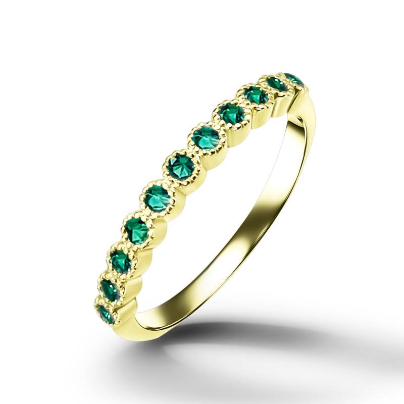 Smaragd Ring - Gold Zarter Halb Eternity von HolyLandJewelry