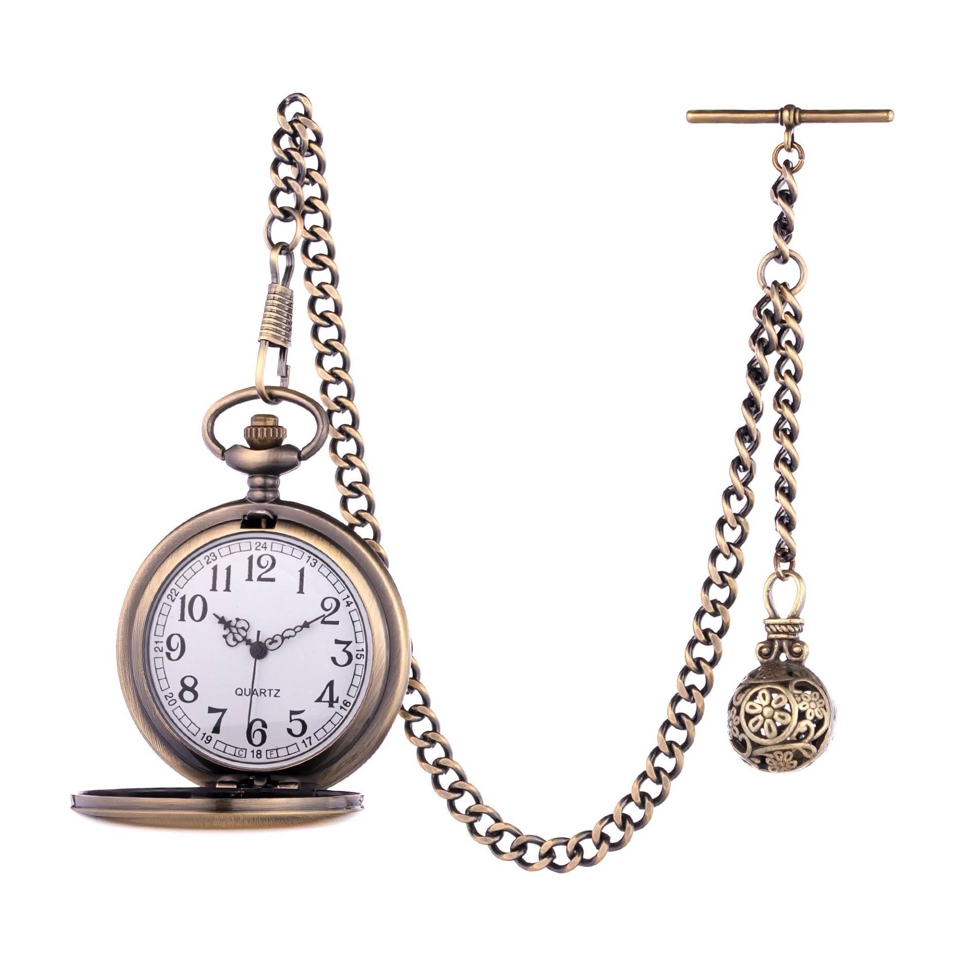Antike Design Bronze Farbe Quarz Taschenuhr Mit Albert Fob Kette Antike Design Bronze Farbe Quarz Taschenuhr Mit Albert Fob Kette von HolySinsAntique