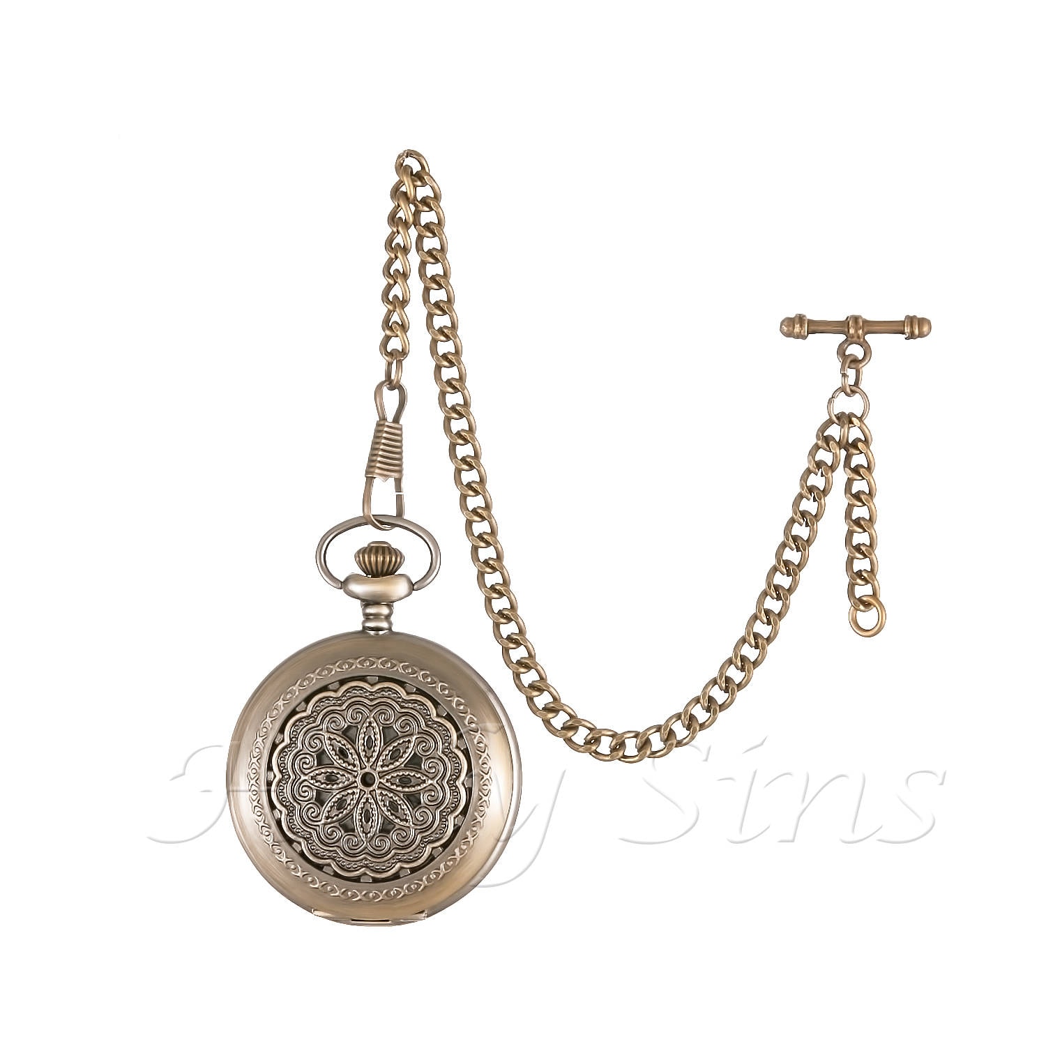 Antike Design Quarz Taschenuhr Mit Albert Fob Kette Antike Design Quarz Taschenuhr Mit Albert Fob Kette von HolySinsAntique