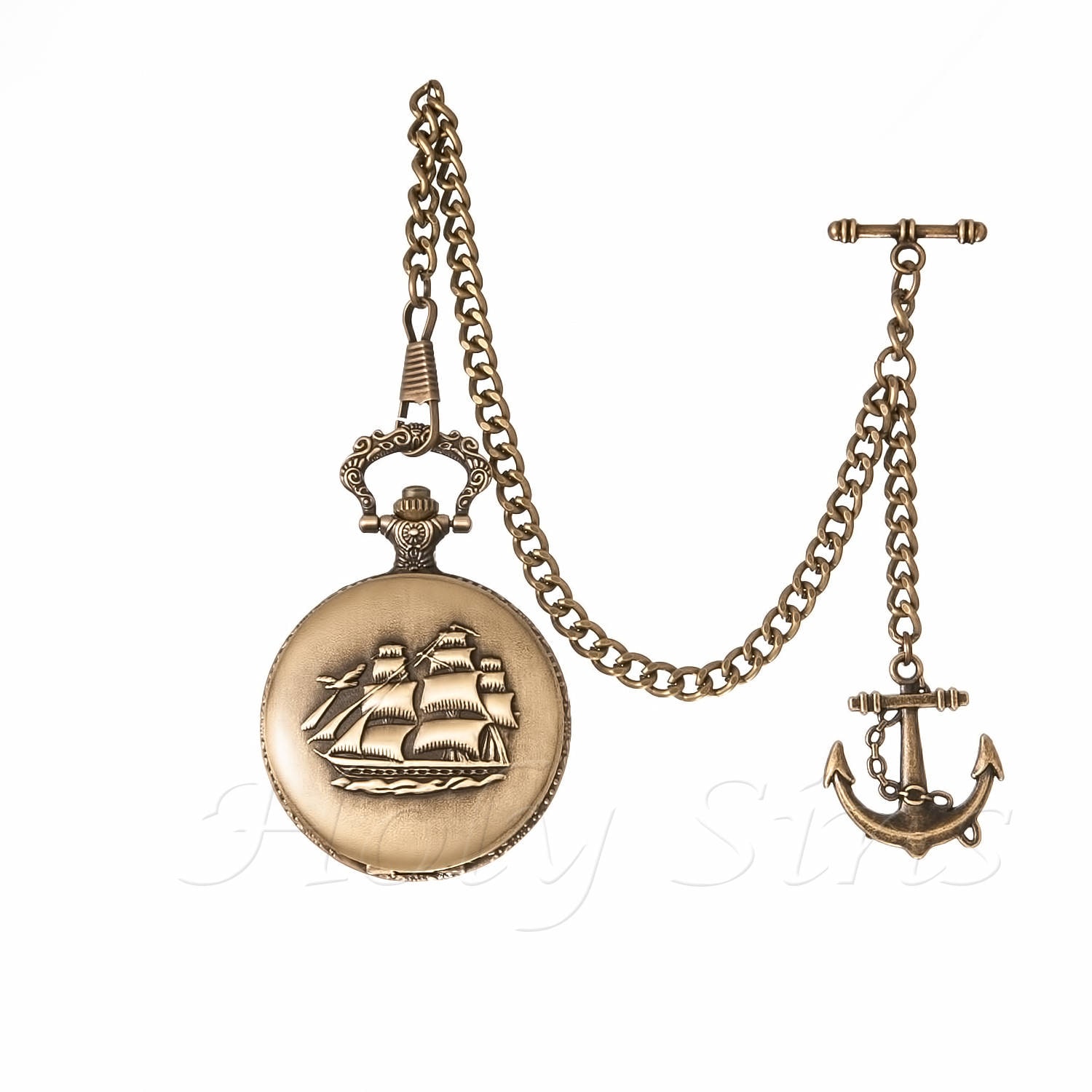 Antikes Design Quarz Taschenuhr Mit Albert Fob Kette Antikes Design Quarz Taschenuhr Mit Albert Fob Kette von HolySinsAntique