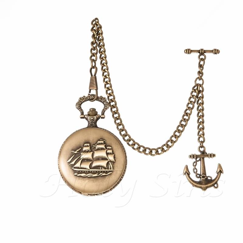 Antikes Design Quarz Taschenuhr Mit Albert Fob Kette Antikes Design Quarz Taschenuhr Mit Albert Fob Kette von HolySinsAntique