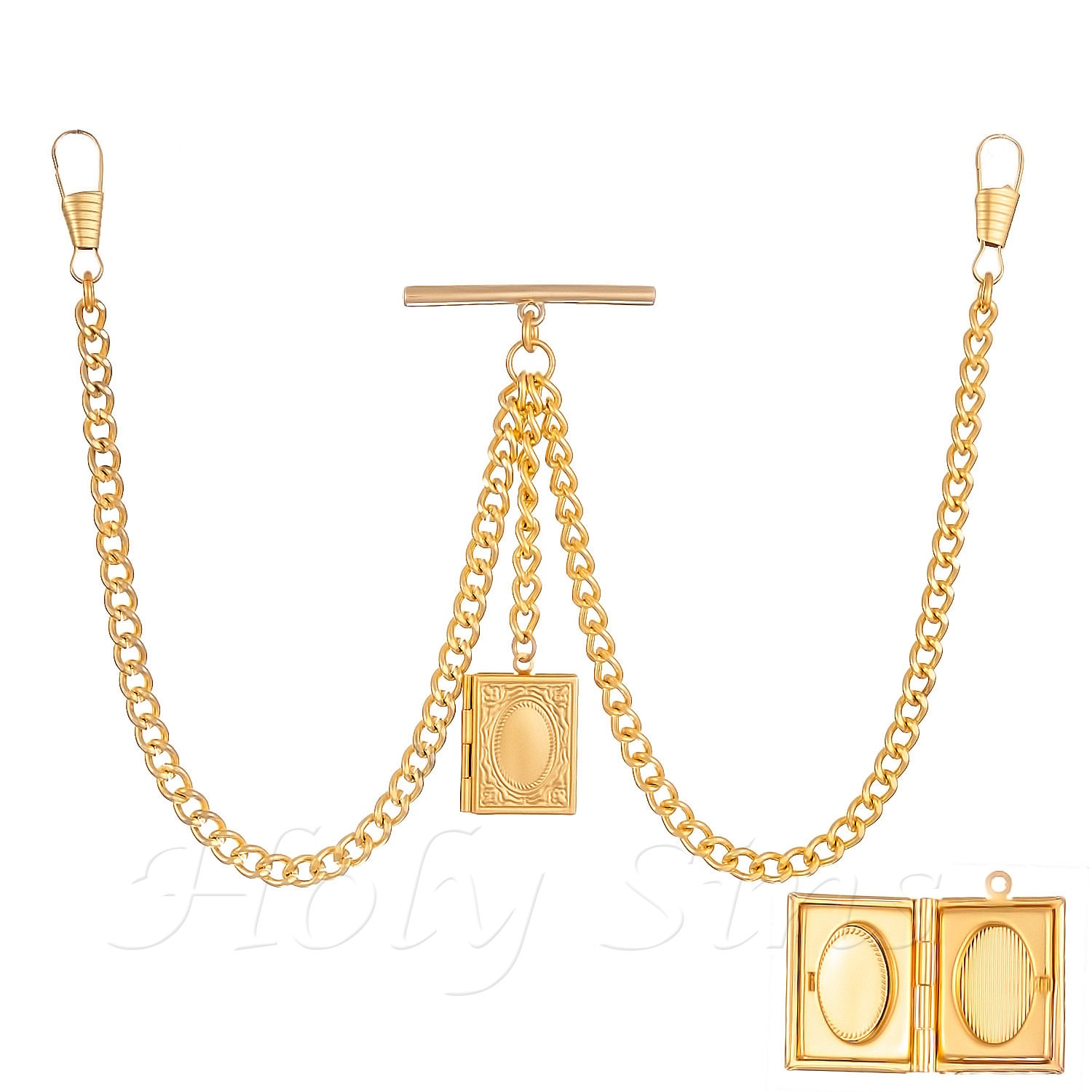 Podwójne Albert Gold Zegarek Kieszonkowy Łańcuch Fob Z Medaillon 128 Podwójne Albert Gold Zegarek Kieszonkowy Łańcuch Fob Z Medaillon 128 von HolySinsAntique