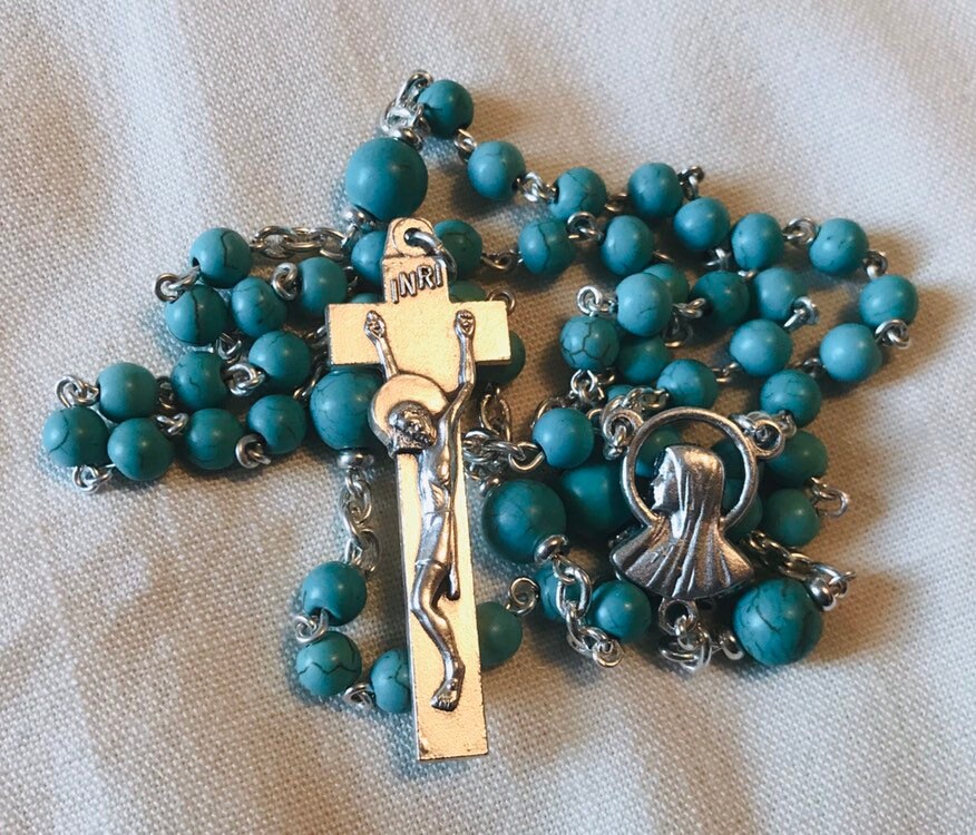Türkis Rosenkranz - Silber Und Handgemachte Halskette Türkis Rosenkranz - Silber Und Handgemachte Halskette von HolyTraditions