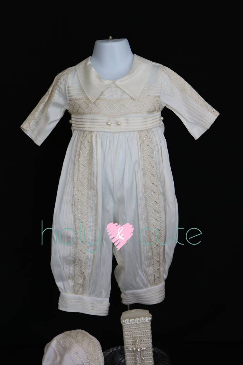 Baby Boy Taufkleid, Baby-Boy-Tauf-Outfit, Elfenbein-Taufe Outfit, Segnung Ropon Para Niño, De Bautizo von HolyandCuteBoutique