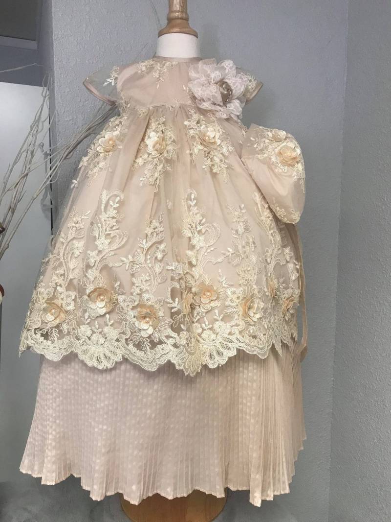 Erröten Baby Mädchen Taufe Kleid, Kleid | Rosa Spitzenkleid Segen Kleider Spitze von HolyandCuteBoutique