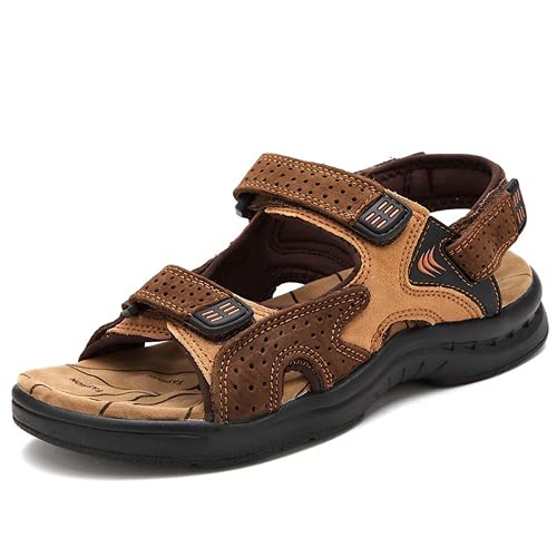 Holystep Herren Sandalen Echtes Leder Verstellbare Sport Outdoor Wanderschuhe Unisex Sandalen Knöchelriemen von Holystep