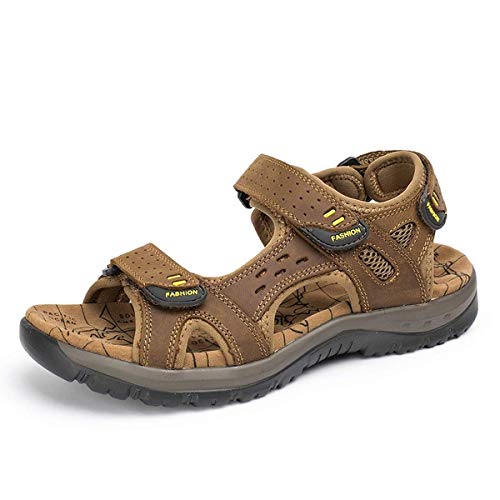 Holystep Herren Sandalen Echtes Leder Verstellbare Sport im Freien Wanderschuhe Unisex Sandalen Knöchelriemen Trecking Sandale für Herren von Holystep