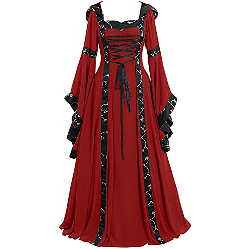 Neu Damen Mittelalter Kleidung Renaissance Kostüme Samt Kleid Halloween Cosplay Fasching Karneval Hexe Vampire Gothic Langkleid von Holywim