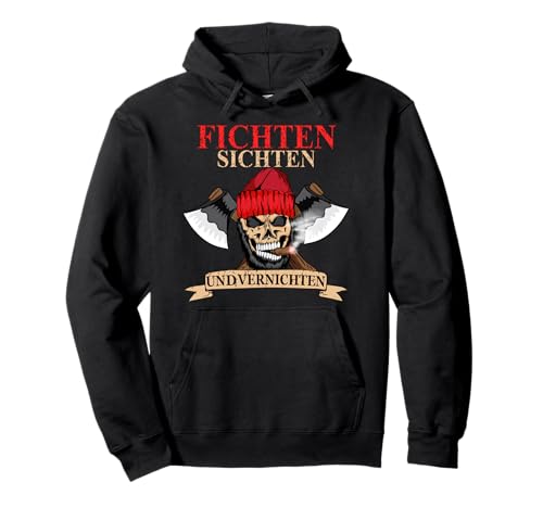 Totenkopf Herren Fichten Sichten & Vernichten Waldarbeiter Pullover Hoodie Totenkopf Herren Fichten Sichten & Vernichten Waldarbeiter Pullover Hoodie von Holzfäller Geschenk für Forstwirt & Hobbygärtner
