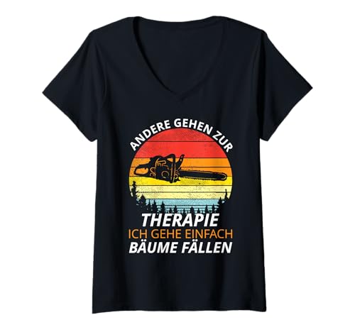 Damen Baumfäller Kettensäge Motorsäge Holzfäller Geschenk T-Shirt mit V-Ausschnitt Damen Baumfäller Kettensäge Motorsäge Holzfäller Geschenk T-Shirt mit V-Ausschnitt von Holzfäller Waldarbeiter Holzknecht Geschenkidee