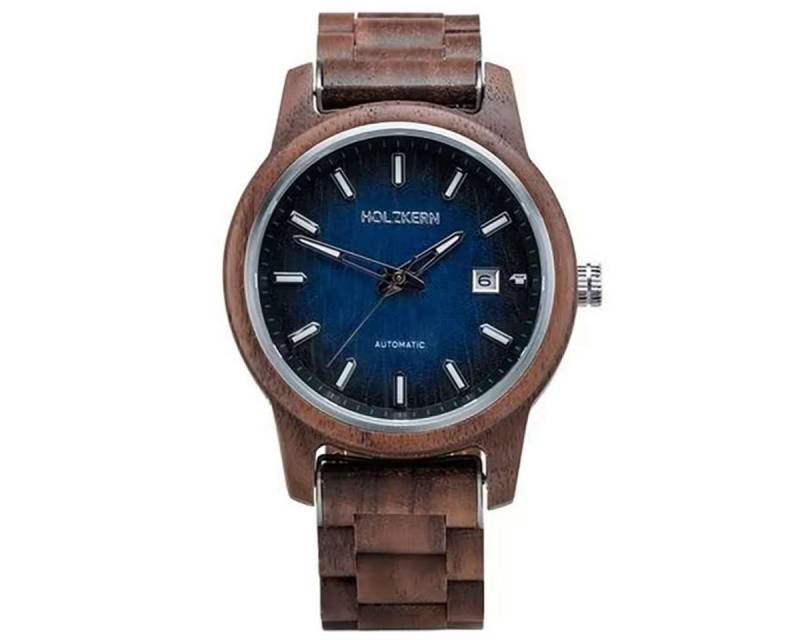 Holzkern Automatikuhr Automatik Nightbird Walnuss/Blau von Holzkern