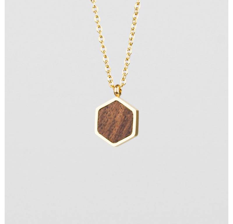 Holzkern Kette mit Anhänger Facade Halskette mit eckigem Holz Anhänger - Holzkern Modell: Jewelry von Holzkern
