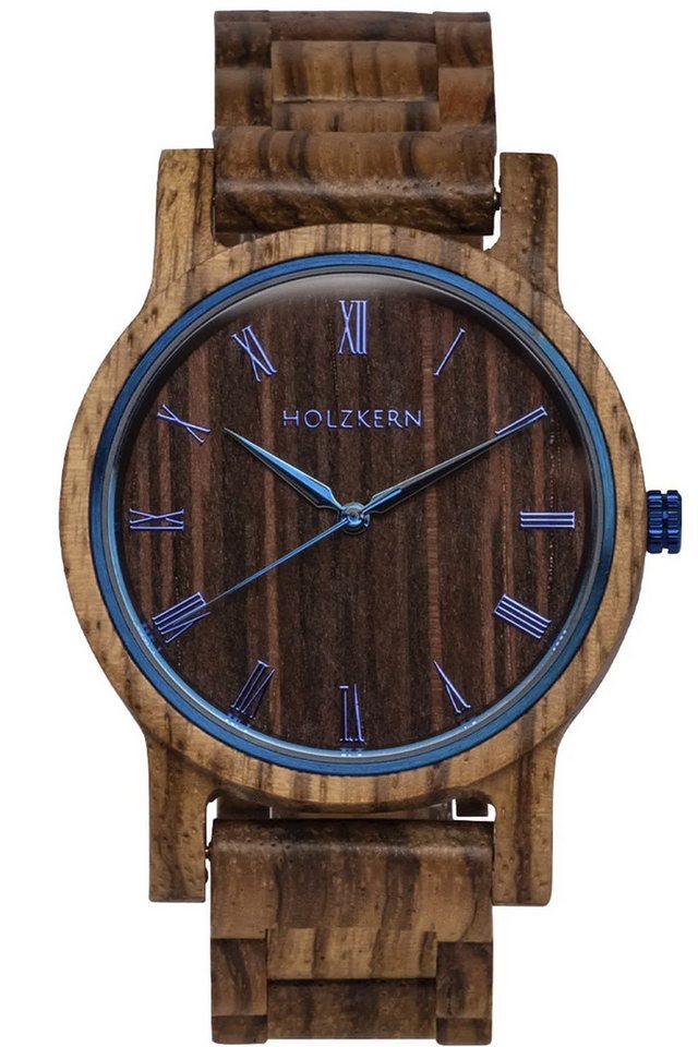 Holzkern Quarzuhr Armbanduhr Quarz Herbstmorgen Zebrano/Wenge von Holzkern