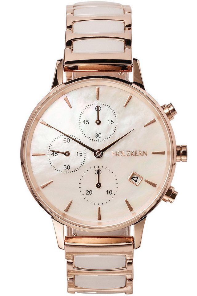 Holzkern Quarzuhr Chronograph Shiny Perlmutt/Keramik von Holzkern
