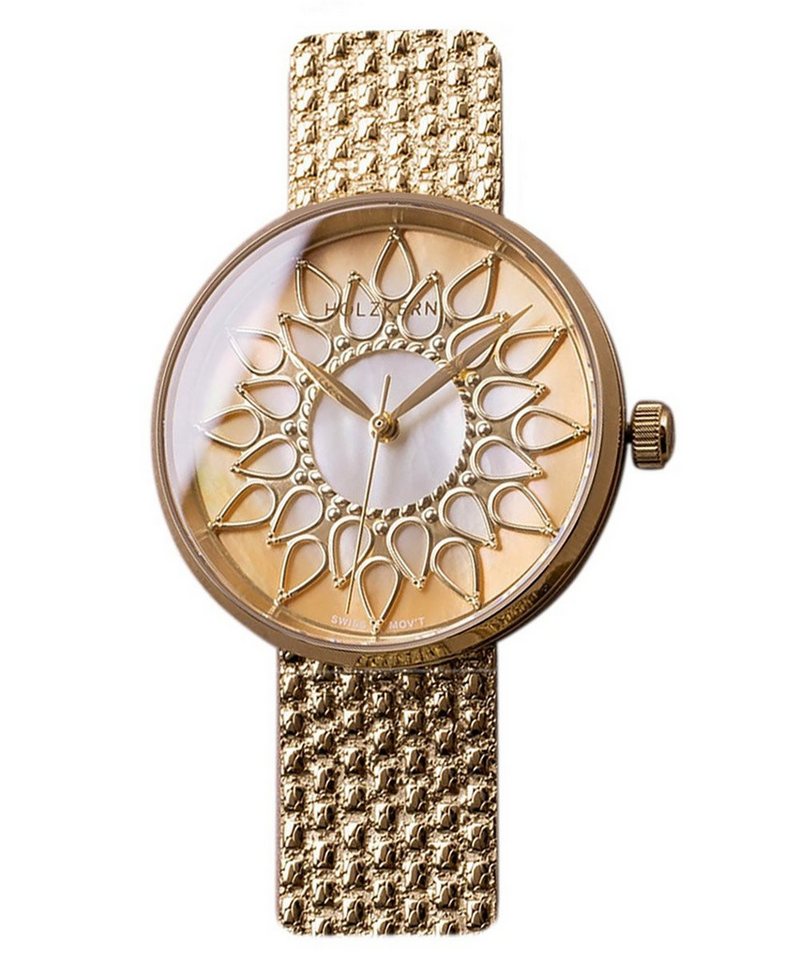 Holzkern Quarzuhr Suncatcher Perlmutt/Goldfarben von Holzkern