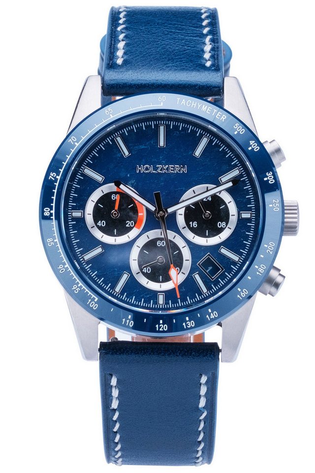 Holzkern Quarzuhr Titan Neverrest Marmor/Blau von Holzkern