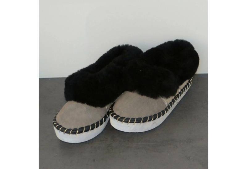 Holzprodukte Herren Hausschuhe Lammfell Pantoffeln Hüttenschuhe Ledersohle Winter Hausschuh warm von Holzprodukte