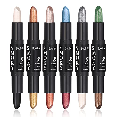 Glitzer Lidschatten-stift, 6Pcs Lidschattenstift Kann als Highlighter oder Eyeliner Wasserdicht Long Lasting Eyeshadow Pencil Crayon, Schimmernd Glanz Lidschatten stift Langanhaltend und Glatt von Holzsammlung