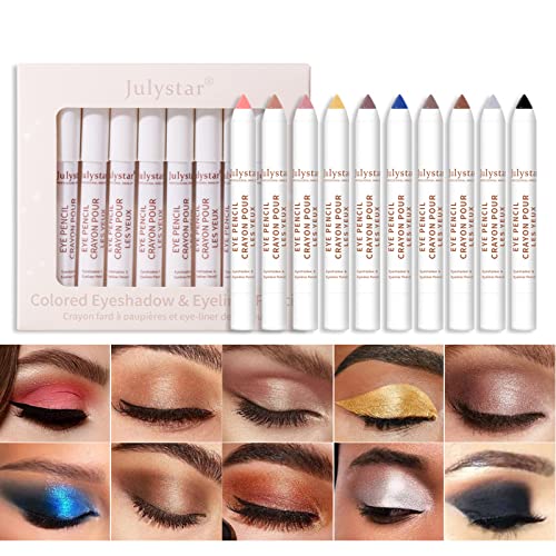 Holzsammlung 10 Farben Lidschatten Stift Set, Wasserdichter Matte Perlmuttartiger Pencil Crayon Makeup Augenaufheller Stick Langanhaltende Schimmer Einfaches Auftragen Drehbar Lidschattenstift, B von Holzsammlung