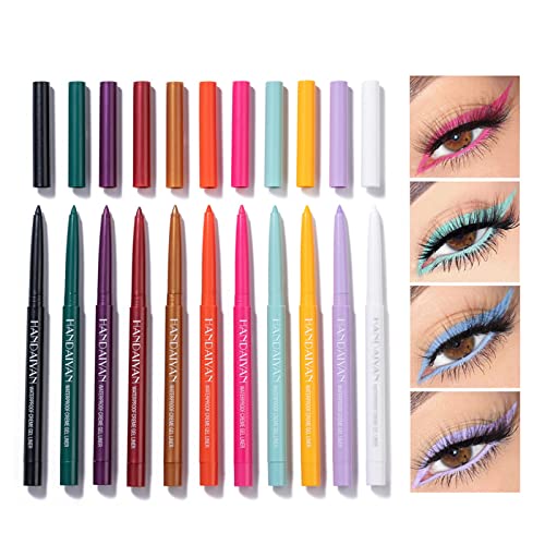 Holzsammlung 20 Farben Eyeliner Bunt Set Neon Eyeliner Stift Glatter Wasserfester Wischfester Langanhaltender Gel Eyeliner Weihnachts Makeup Geschenkset für Frauen#010 von Holzsammlung