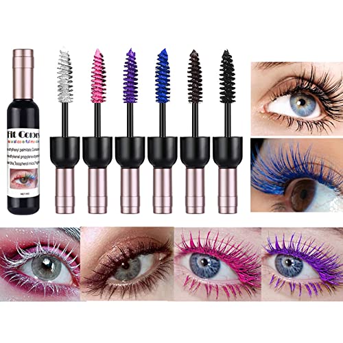 Holzsammlung 6 Farben Buntes Mascara-Set, Wasserfest Volumizing Wimpern Curling Slender Langlebig Augen Make-up von Holzsammlung