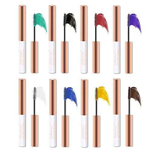 Mascara Bunte Wimperntusche, 5 Farben Mascara Waterproof Wimperntusche Blau für Lange Wimpern Volumen - Grün Mascara Wasserfest Langanhaltende Wimperntusche Schwarz für Smokey Eyes Make-up von Holzsammlung