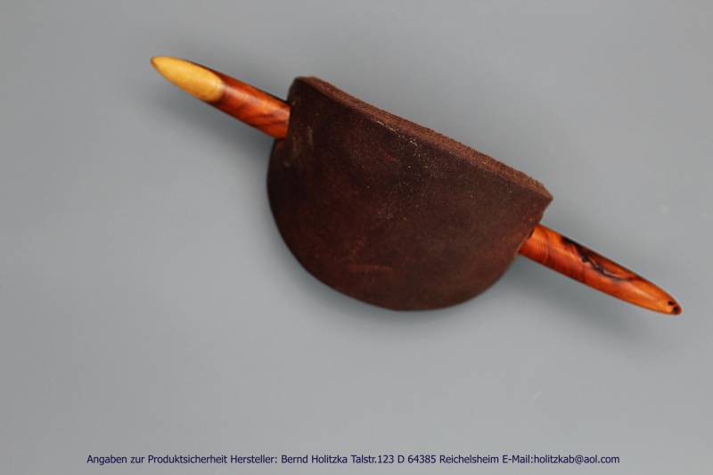 Holzschmuck Haarstab Mit Leder Art.nr.0304 von Holzschmuckunikate