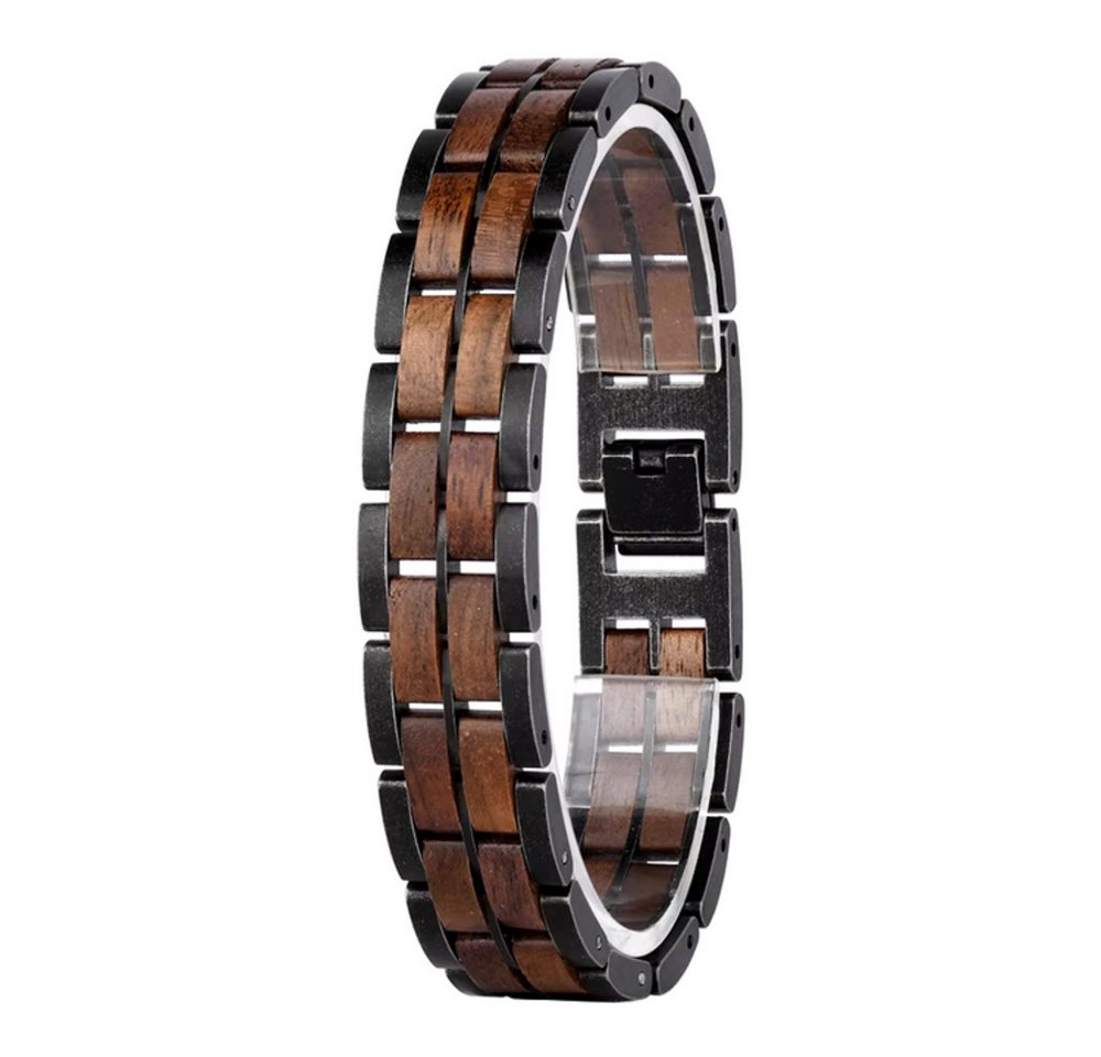 Holztick Bavaria Gliederarmband Nox, Armband aus Walnussholz und Edelstahl im antik look von Holztick Bavaria