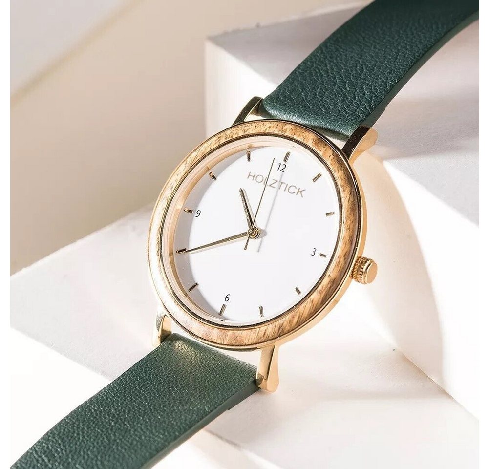 Holztick Bavaria Quarzuhr Erika ERIKA, edle kleine Damenuhr aus Palisanderholz und Echtleder- Armband von Holztick Bavaria