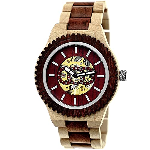 Holzwerk Germany Handgefertigte Automatik Herren-Uhr Öko Natur Holz-Uhr Holz Armband-Uhr Braun Gold Schwarz Analog von Holzwerk Germany