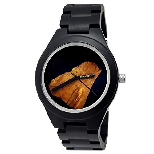 Holzwerk Germany® Designer Herren-Uhr Epoxidharz Öko Natur Holz-Uhr Armband-Uhr Analog Klassisch Quarz-Uhr Schwarz Braun mit Epoxid Harz Zifferblatt von Holzwerk Germany