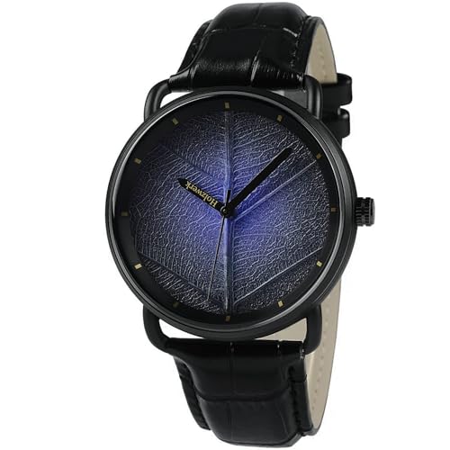 Holzwerk Germany® Herren-Uhr Damen-Uhr Unisex Natur Armband-Uhr Analog Quarz-Uhr Schwarz Blau mit Blatt Zifferblatt von Holzwerk Germany