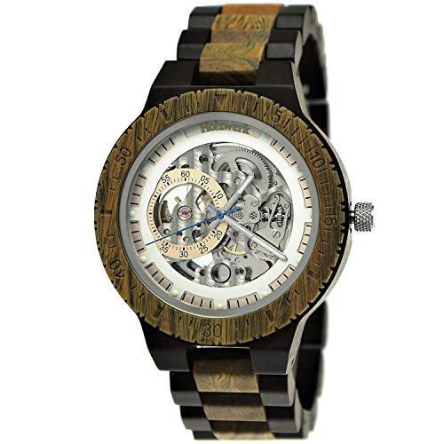 Holzwerk Germany Handgefertigte Automatik Herren-Uhr Öko Natur Holz-Uhr Holz Armband-Uhr Braun Schwarz Silber Analog (braun-schwarz) (Bk.1) von Holzwerk Germany