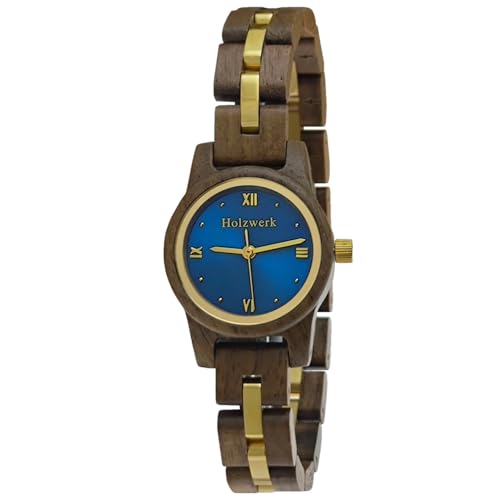 Holzwerk Germany Handgefertigte Designer Damen Öko Natur Holz Uhr Braun Blau Gold Römische Ziffer Analog Klassisch Quarz-Uhr Holzwerk Germany Handgefertigte Designer Damen Öko Natur Holz Uhr Braun Blau Gold Römische Ziffer Analog Klassisch Quarz-Uhr von Holzwerk Germany