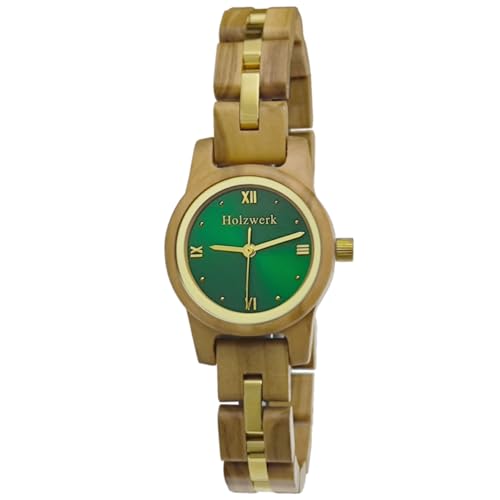 Holzwerk Germany Handgefertigte Designer Damen Öko Natur Holz Uhr Buche Grün Gold Römische Ziffer Analog Klassisch Quarz-Uhr Holzwerk Germany Handgefertigte Designer Damen Öko Natur Holz Uhr Buche Grün Gold Römische Ziffer Analog Klassisch Quarz-Uhr von Holzwerk Germany