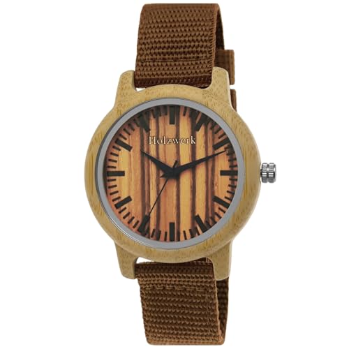 Holzwerk Germany Handgefertigte Designer Damen-Uhr Herren-Uhr Öko Natur Holz-Uhr Armband-Uhr Analog Klassisch Quarz-Uhr in Braun mit Textil-Nylon Armband Holzwerk Germany Handgefertigte Designer Damen-Uhr Herren-Uhr Öko Natur Holz-Uhr Armband-Uhr Analog Klassisch Quarz-Uhr in Braun mit Textil-Nylon Armband von Holzwerk Germany