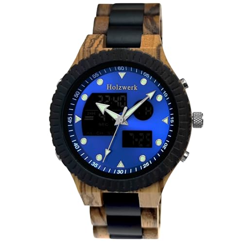 Holzwerk Germany Handgefertigte Designer Digital Analog Herren-Uhr Öko Natur Holz-Uhr Armband-Uhr Led Blau Braun Schwarz Holzwerk Germany Handgefertigte Designer Digital Analog Herren-Uhr Öko Natur Holz-Uhr Armband-Uhr Led Blau Braun Schwarz von Holzwerk Germany