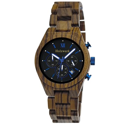 Holzwerk Germany Handgefertigte Designer Herren Öko Natur Holz Uhr Chronograph Armband Analog Quarz Zebra Braun Blau Datum Holz Holzwerk Germany Handgefertigte Designer Herren Öko Natur Holz Uhr Chronograph Armband Analog Quarz Zebra Braun Blau Datum Holz von Holzwerk Germany