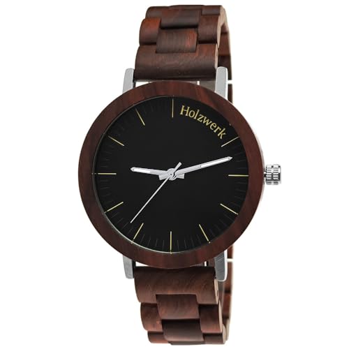 Holzwerk Germany Handgefertigte Designer Herren-Uhr Öko Natur Holz-Uhr Armband-Uhr Analog Klassisch Quarz-Uhr Braun Schwarz von Holzwerk Germany