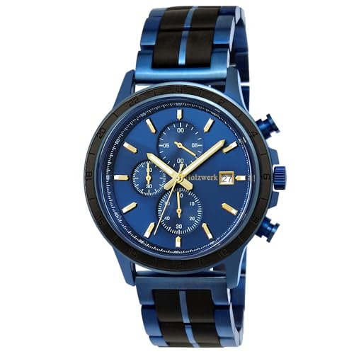Holzwerk Germany Handgefertigte Designer Herren-Uhr Öko Natur Holz-Uhr Chronograph Armband-Uhr Analog Quarz-Uhr Blau Braun Datum Holz Ziffernblatt Holzwerk Germany Handgefertigte Designer Herren-Uhr Öko Natur Holz-Uhr Chronograph Armband-Uhr Analog Quarz-Uhr Blau Braun Datum Holz Ziffernblatt von Holzwerk Germany