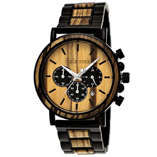 Holzwerk Germany Handgefertigte Designer Herren-Uhr Öko Natur Holz-Uhr Chronograph Armband-Uhr Analog Quarz-Uhr Braun Schwarz Datum Holz Ziffernblatt (HW.Chronograph-Braun.Schwarz) Holzwerk Germany Handgefertigte Designer Herren-Uhr Öko Natur Holz-Uhr Chronograph Armband-Uhr Analog Quarz-Uhr Braun Schwarz Datum Holz Ziffernblatt (HW.Chronograph-Braun.Schwarz) von Holzwerk Germany