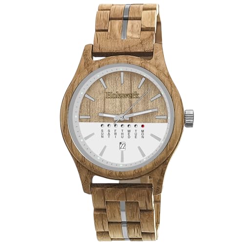 Holzwerk Germany Handgefertigte Herren-Uhr Öko Natur Holz-Uhr Holz Armband-Uhr Braun Blau Buche Gold Schwarz Silber Zebra Bunt Muster Analog Quarz-Uhr Datum und Wochentag Anzeige (Buche.Weiß) Holzwerk Germany Handgefertigte Herren-Uhr Öko Natur Holz-Uhr Holz Armband-Uhr Braun Blau Buche Gold Schwarz Silber Zebra Bunt Muster Analog Quarz-Uhr Datum und Wochentag Anzeige (Buche.Weiß) von Holzwerk Germany