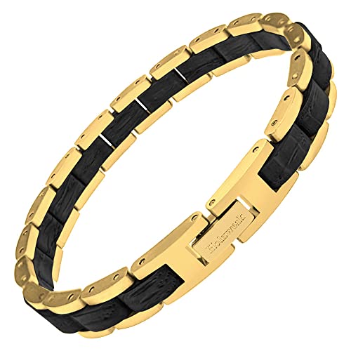 Holzwerk Natur Holz Armband für Damen und Herren Holzarmband Herrenarmband Damenarmband Schwarz Gold Einstellbar inkl. Aufbewahrungsbox von Holzwerk Germany