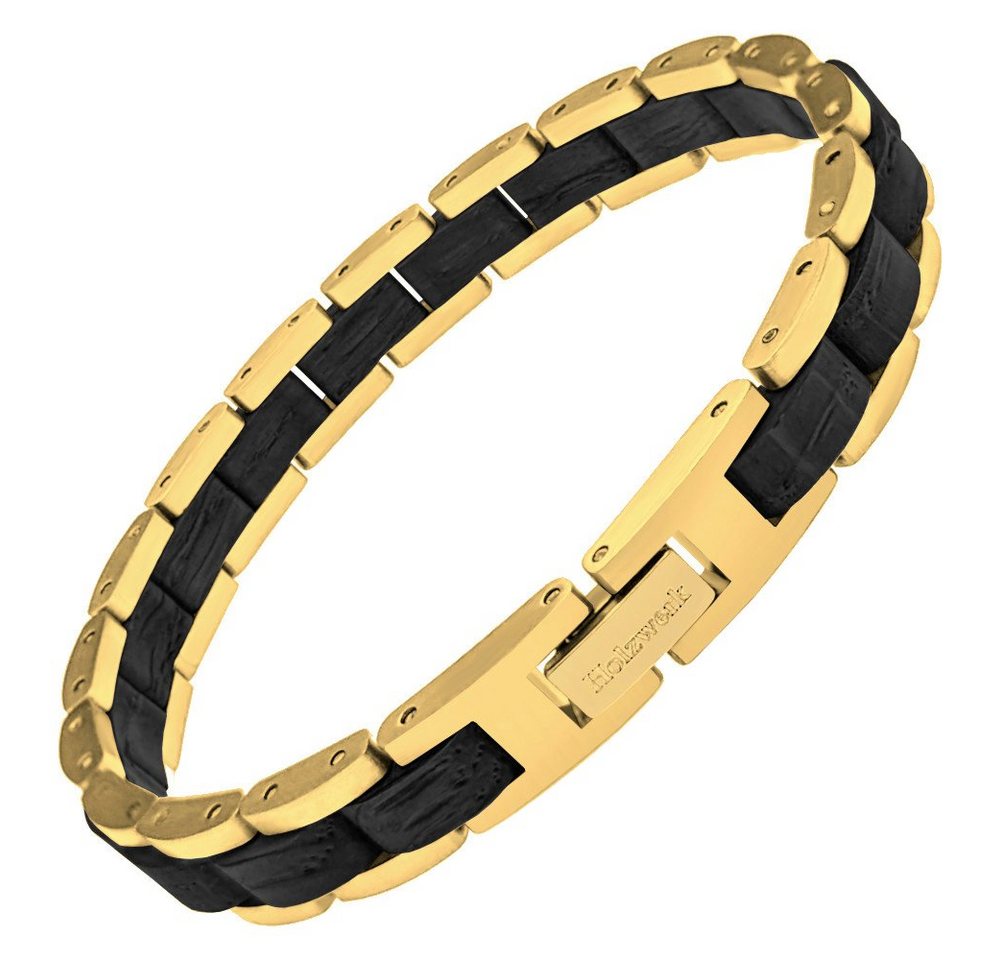 Holzwerk Edelstahlarmband TEGERNSEE Damen & Herren Holz Armband, Gliederarmband, gold, schwarz von Holzwerk