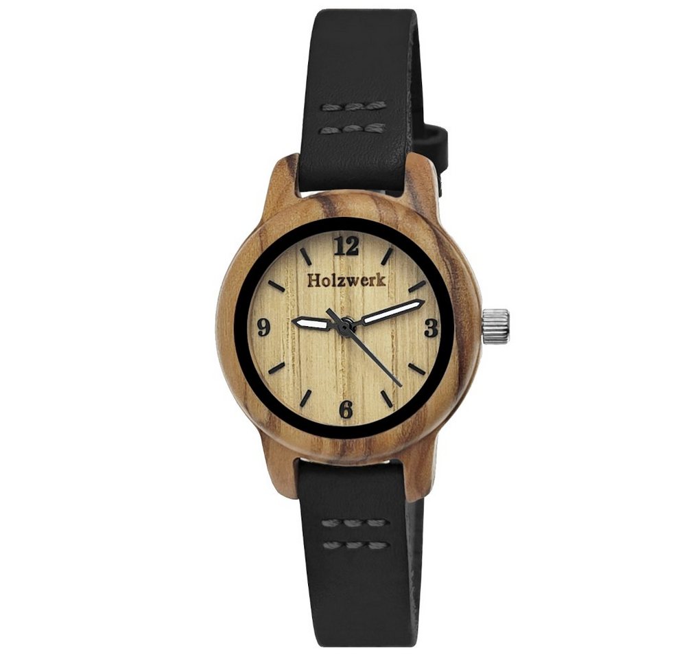 Holzwerk Quarzuhr CLARA BLACK kleine Damen Holz & Leder Armband Uhr, schwarz, beige Holzwerk Quarzuhr CLARA BLACK kleine Damen Holz & Leder Armband Uhr, schwarz, beige von Holzwerk
