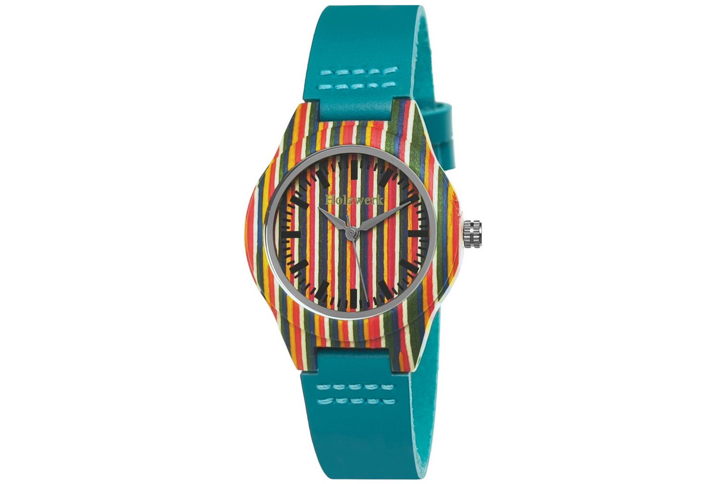 Holzwerk Quarzuhr LINZ BLUE bunte kleine Leder & Holz Armband Uhr, türkis blau LINZ BLUE Holzwerk Quarzuhr LINZ BLUE bunte kleine Leder & Holz Armband Uhr, türkis blau LINZ BLUE von Holzwerk
