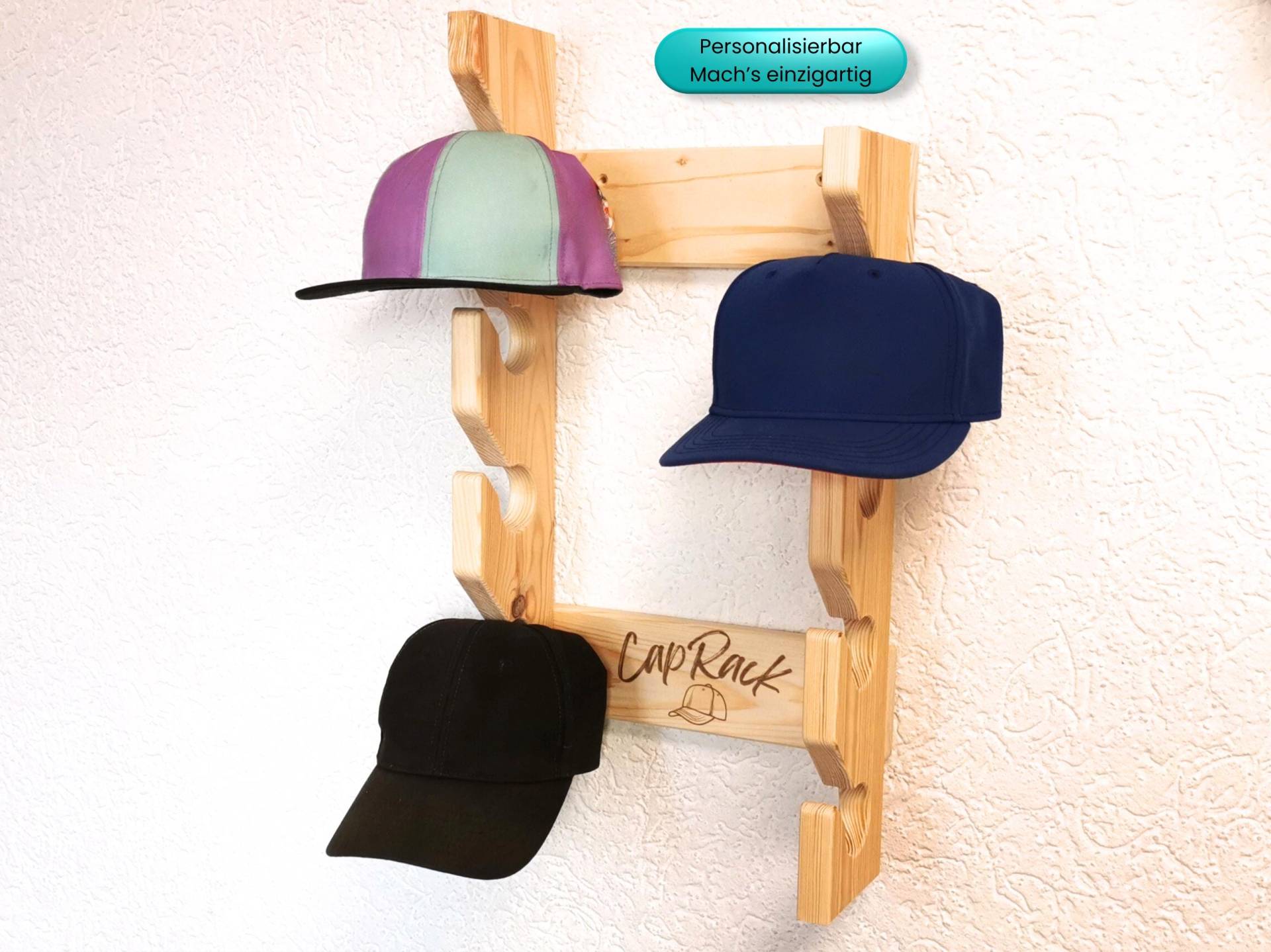 Cap Rack 8 Baseball Caps, Personalisierbar Cappy Halterung, Hutständer, Kappengarderobe, Hut Wandhalter Aus Holz Eingangsbereich Ablage Cap Rack 8 Baseball Caps, Personalisierbar Cappy Halterung, Hutständer, Kappengarderobe, Hut Wandhalter Aus Holz Eingangsbereich Ablage von Holzwerk2k15