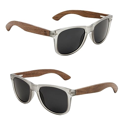 Holzwurm Sonnenbrille mit Holzbügeln aus Walnuss für Damen & Herren/Polarisierende Brillengläser mit UV400-Schutz/mit Brillenetui aus echtem Bambus von Holzwurm