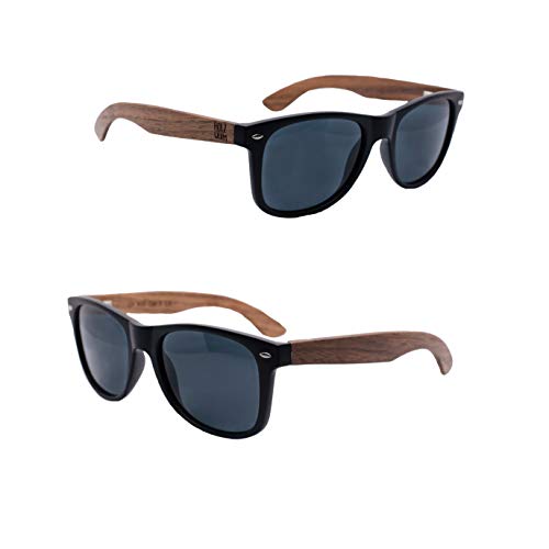 Holzwurm Sonnenbrille mit Holzbügeln aus Walnuss für Damen & Herren/Polarisierende Brillengläser mit UV400-Schutz/mit Brillenetui aus echtem Bambus Holzwurm Sonnenbrille mit Holzbügeln aus Walnuss für Damen & Herren/Polarisierende Brillengläser mit UV400-Schutz/mit Brillenetui aus echtem Bambus von Holzwurm
